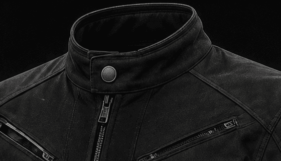 RAVN jacket high collar snap closure detail