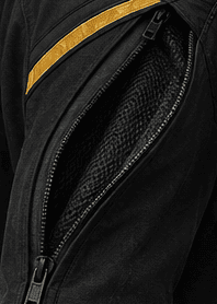 RAVN jacket underarm zippered vent with mesh lining